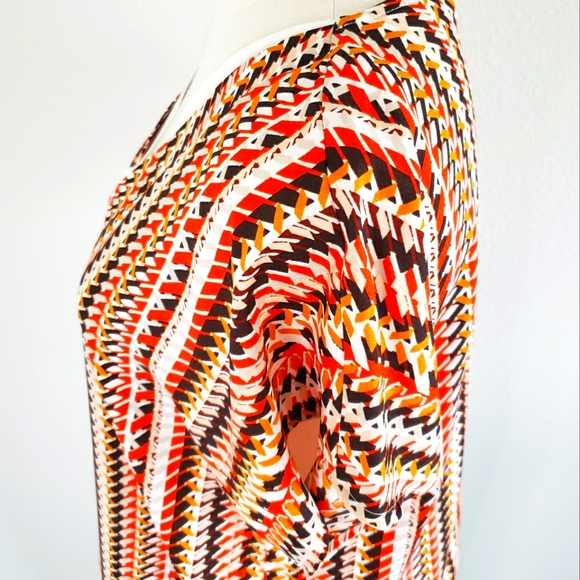 DKNY Short Sleeve Patterned Top with Chiffon Trim - Picture 4 of 13